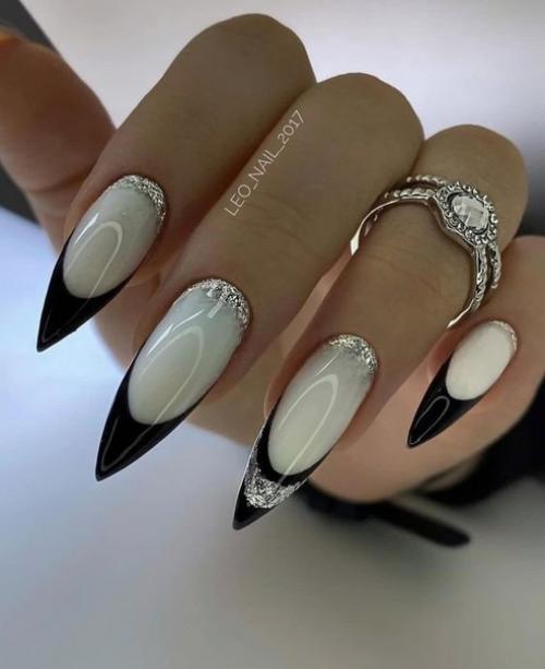 Чёрно-белое сочетание в маникюре. 08
