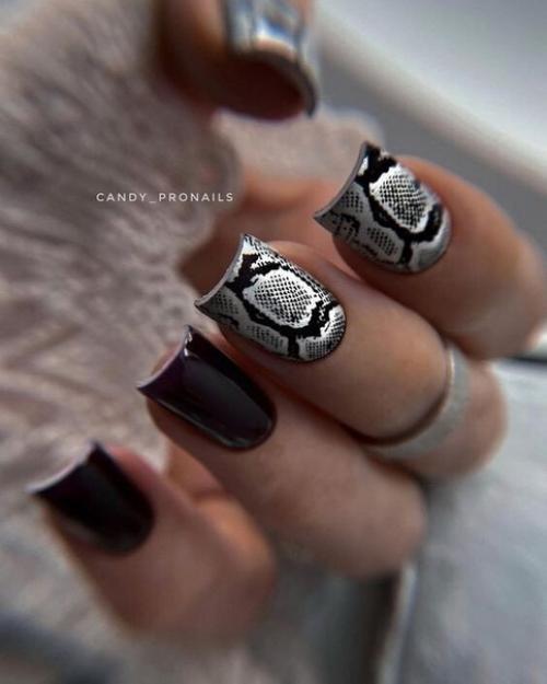 Идеи маникюра в тёмных оттенках. 04