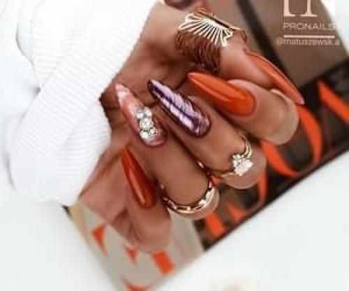 Идеи осеннего маникюра, на длинные ногти. 05