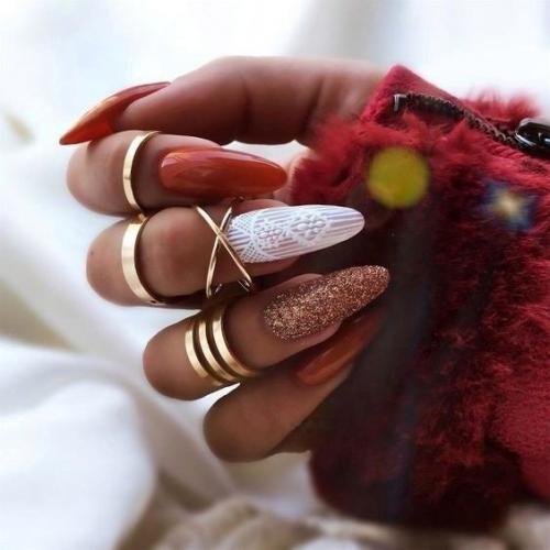 Идеи осеннего маникюра, на длинные ногти. 03