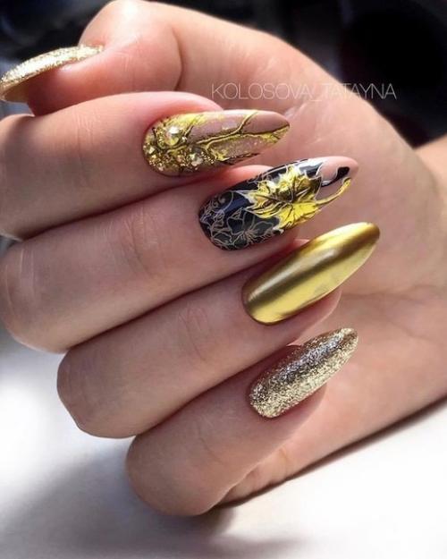 Идеи осеннего маникюра, на длинные ногти. 02