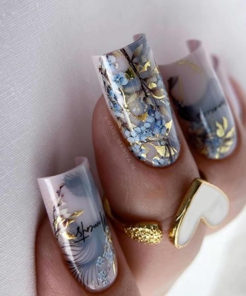 Идеи маникюра на квадратные ногти. 01