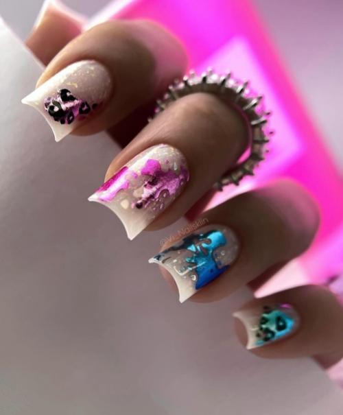 Идеи маникюра на квадратные ногти. 05