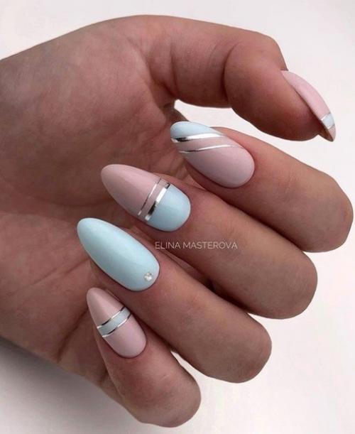 Подборка маникюра с диагональным френчем. 03