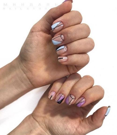 Подборка маникюра с диагональным френчем. 09