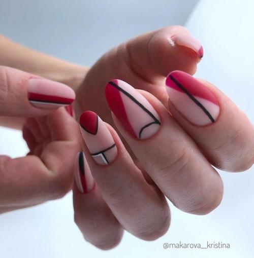 Подборка маникюра с диагональным френчем. 07