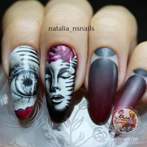 Ручная роспись, натуральные ногти, по мотивам картин современных художников. 01