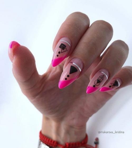 Подборка маникюра с диагональным френчем. 01