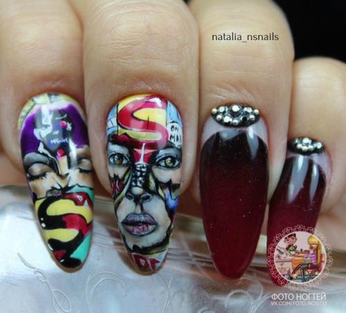 Ручная роспись, натуральные ногти, по мотивам картин современных художников. 02