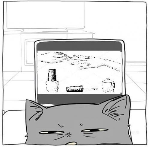 Когда кот не даёт полностью насладиться вечерним просмотром новых дизайнов. 01