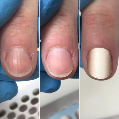 Первый в жизни человека пилочный маникюр с покрытием плёнками. 03