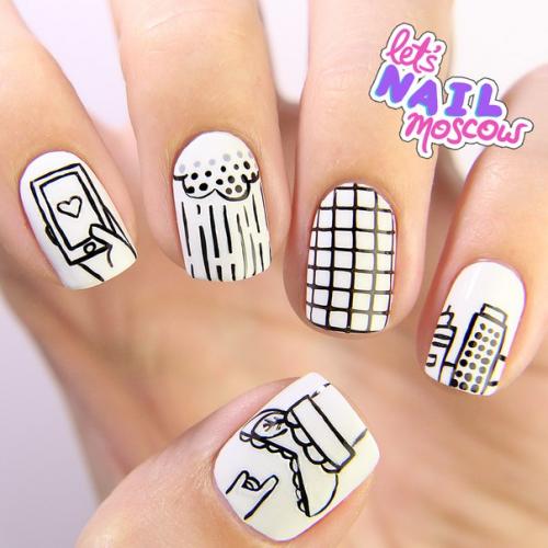 Подборка черно-белых маникюров? 07