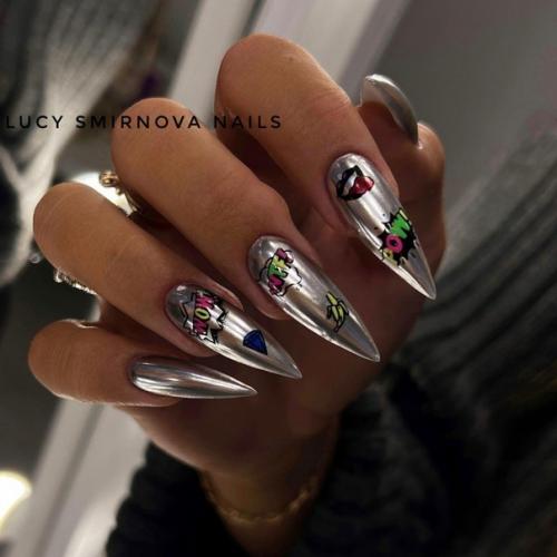 Подборка маникюра на острые ноготки. 07