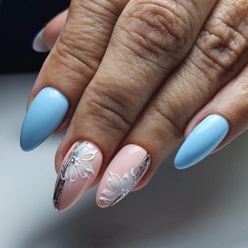 Маникюр в голубом цвете. 01