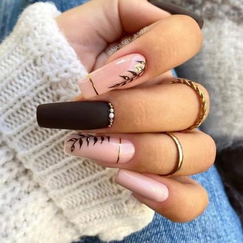 Маникюр на длинные, квадратные ногти. 06