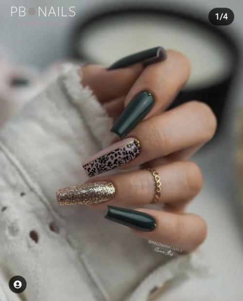 Маникюр на длинные, квадратные ногти. 05