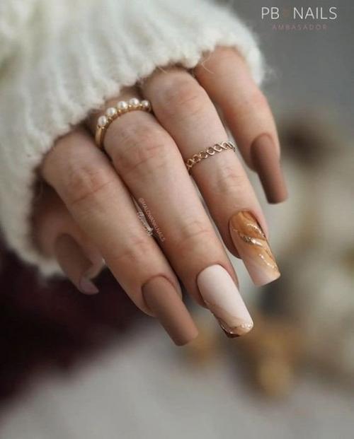 Маникюр на длинные, квадратные ногти. 08