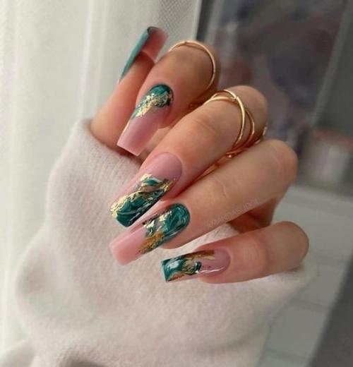 Маникюр на длинные, квадратные ногти. 02