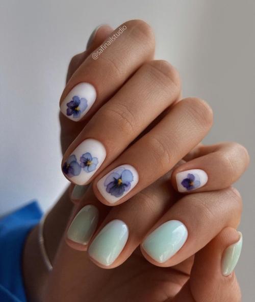 Сочетание пастельных оттенков смотрится на ногтях ярко и эксцентрично. 03