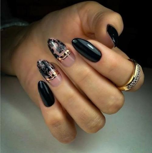 10 оригинальных вариантов маникюра в темных оттенках. 05