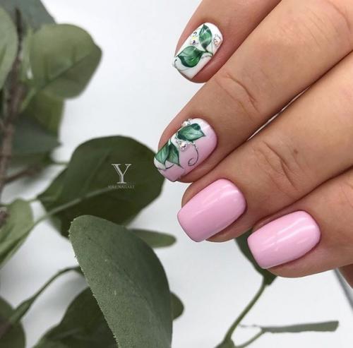 Флористика на коротких ногтях. 01