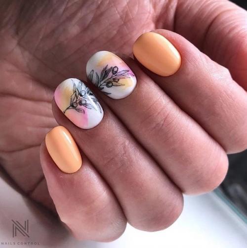 Флористика на коротких ногтях. 08