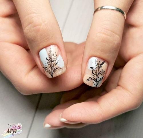 Флористика на коротких ногтях. 09