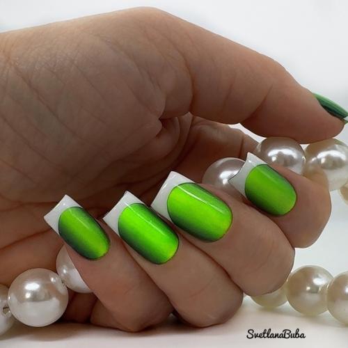 Яркий дизайн с градиентом и френчем гель - лаками с Wildberries. 02