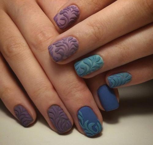 Идеи необычного маникюра с бархатным покрытием. 06