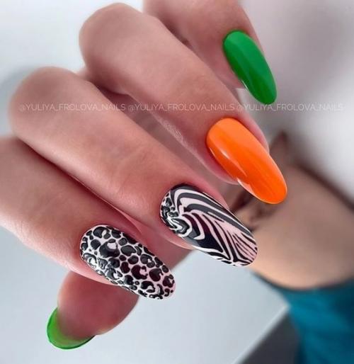 Сочные идеи маникюра на длинные ногти. 01