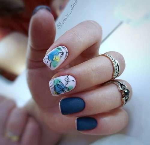 Подборка идей с паутинкой, разводами на разную форму ногтей. 05