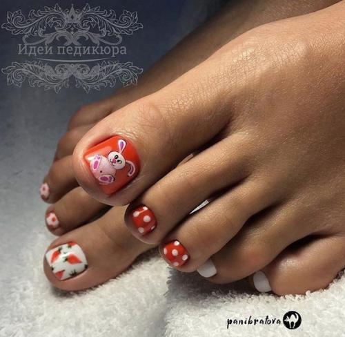 Идеи педикюра дизайна с точками. 06