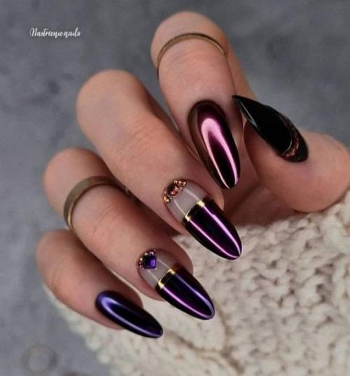 Маникюр в тёмных оттенках. 03