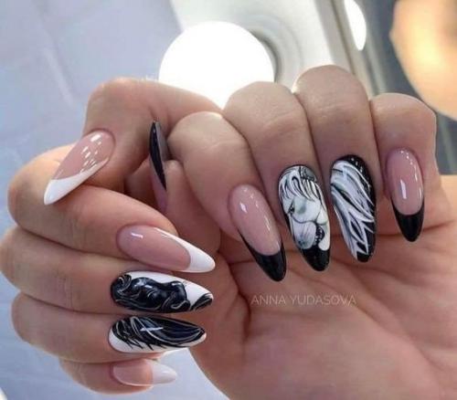 Маникюр в тёмных оттенках. 06