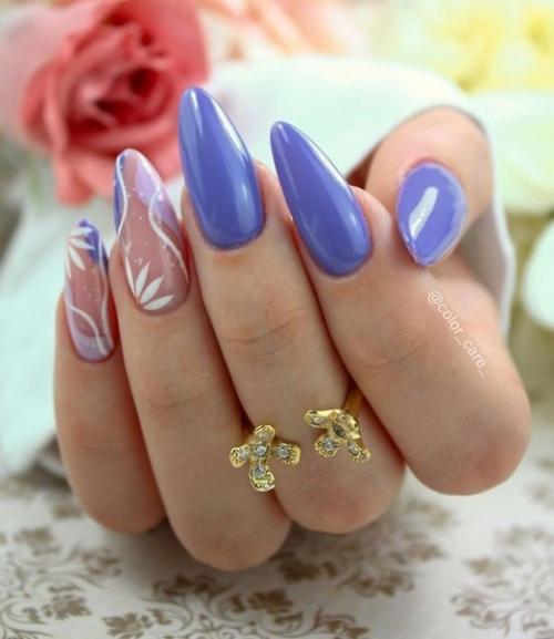 Маникюр в нежно голубых оттенках. 01