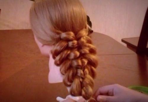 Простая прическа Коса с Резинками (пошаговый урок). 08